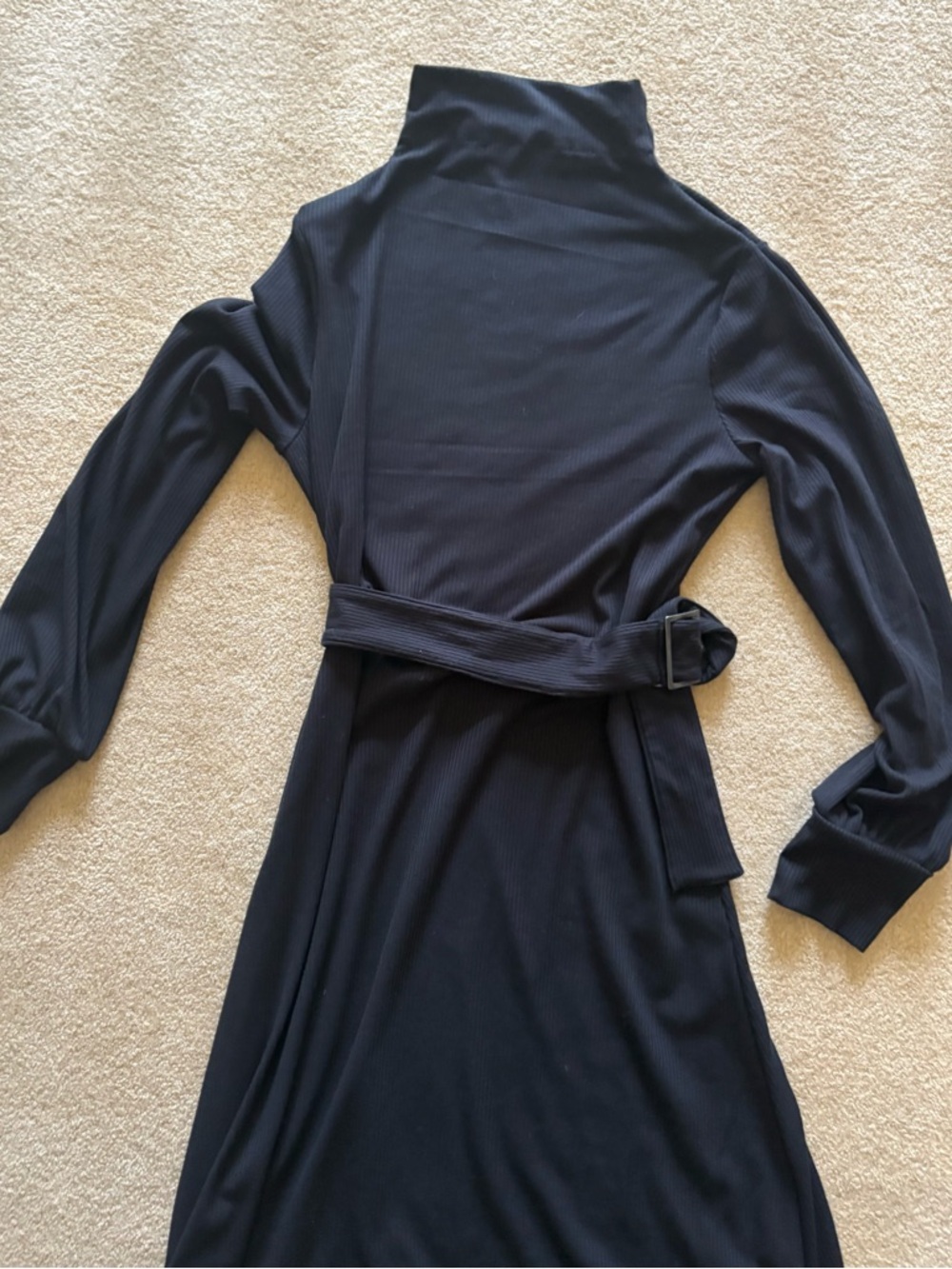 Simply Vera Vera Wang Black Ribbed Turtleneck Belted Maxi Dress
